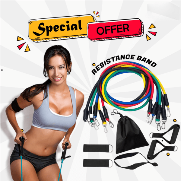 Resistance Bands Set Including 5 Stackable Exercise Bands